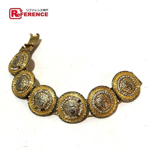 Y0710 Gianni Versace Medusa Bracciale Strass Oro Donna