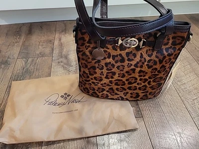 Patricia Nash Leather Lundy Convertible Crossbody Tote Leopard Calf Hair NWT  - Image 1 of 4