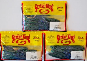 3 Stück Strike King 4,5" Flip-N-Tube in der Farbe JUNEBUG - Bild 1 von 2