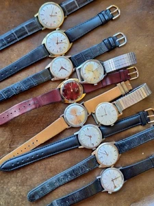 VINTAGE 10 MENS WRISTWATCHES ALL RUNNING -Job Lot. - Picture 1 of 13