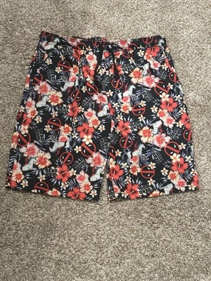 Pantalones cortos de malla Marvel Comics Deadpool estampado floral para dormir salón mermelada Foto 1 de 4