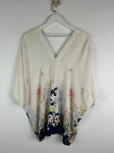 Rose + Olive Blouse 3X Plus Size Woman Shirt Sheer Floral Butterflies Print XXXL - Picture 1 of 4