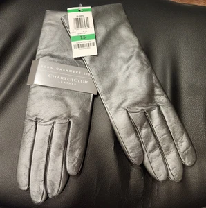 Women's Leather Gloves 100% Cashmere Lined Charter Club Gray Size 8 - Picture 1 of 3