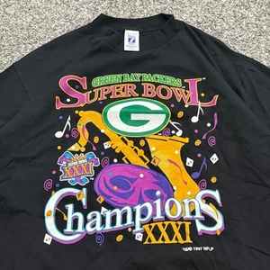 Vintage 90s Green Bay Packers Super Bowl XXXI Champions Retro T Shirt Mens XL - Picture 1 of 5