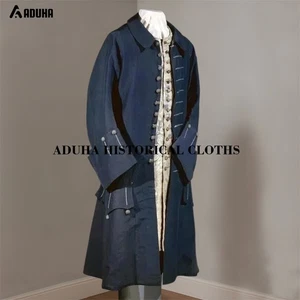 New 18th Century Navy Blue Wool Frock Coat | Custom Made Historical Frock Coat. - Picture 1 of 3
