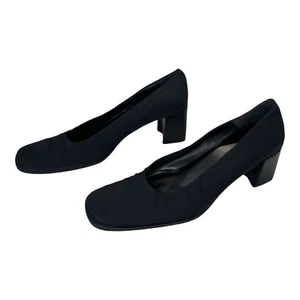 Mujer Talla 7,5 M Zapato de Vestir Tela Negra Puntera Cuadrada 2 y 1/4 Tacón por Enzo Angiolini - Imagen 1 de 11