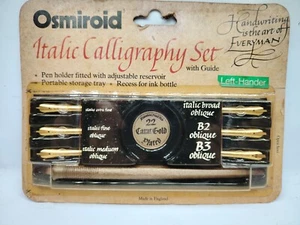 SEALED Osmiroid Italic Calligraphy Fountain Pen LEFT HANDER 22 Carat Gold Plated - Picture 1 of 7