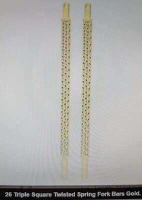 2 NEW  TRIPLE SQUARE TWISTED GOLD SPRINGER FORK BARS FOR 26" LOWRIDER BICYCLES  - Image 1 of 3