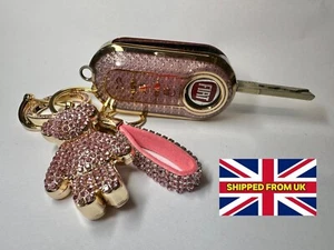 Pink Bling Diamante Key Remote Cover Case For Fiat 500 Punto Bravo + other - Picture 1 of 17
