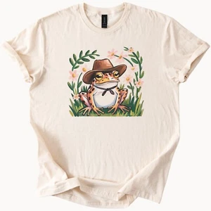 Cowboy Frosch Shirt Western Kröte T-Shirt süß Blumen Natur Top - Bild 1 von 6