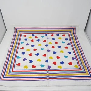 Bandana Corazones Arco Iris Vintage Hecha en EE. UU. RN14193 Orgullo Años 80 50/50 Algodón - Imagen 1 de 7