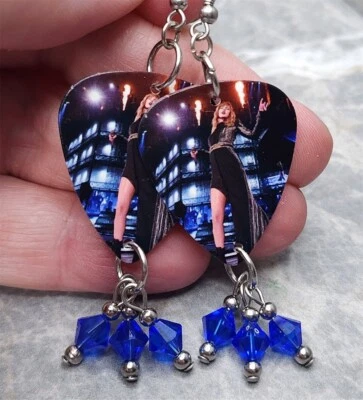 Pendientes de guitarra Taylor Swift con colgantes de cristal de Swarovski azul Foto 1 de 4