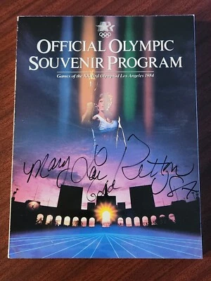 玛丽·卢·雷顿签名 1984 年官方奥林匹克计划 84 金铭文 — 第 1/2 张图片