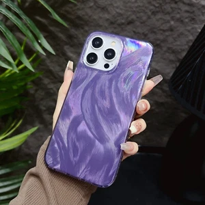 For Apple iPhone 15 Pro 14 13 12 Unique Feather Pattern Case Laser Cute Cover - Picture 1 of 14