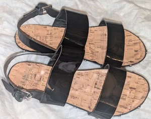 ana Black Patent Look Strappy Slingback Studded Sandals Size 8 M - Picture 1 of 11