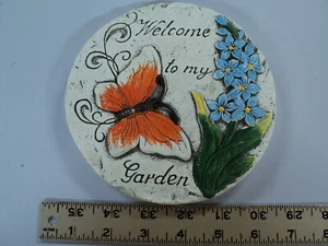 6" Resin Round Garden Decoration Marker Butterfly Welcome To my Garden - Picture 1 of 3
