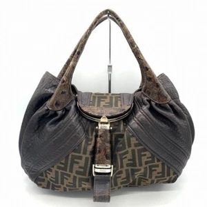 FENDI Zucca Spy Bag Shoulder Hand Bag Canvas Leather Brown Authentic Gift Japan - Picture 1 of 6