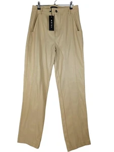 Motel Rocks Faux Leather Trousers Centa Cream PU Butter, Size M W28" L30.5" - Picture 1 of 9