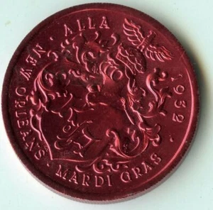 Mardi Gras Doubloon Krewe of Alla 1981 Aluminum rED - Picture 1 of 2