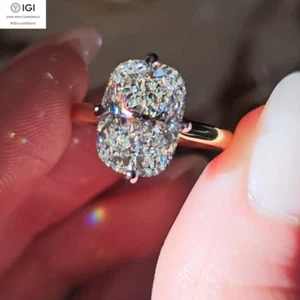 4.00Ct IGI E VS1 Cushion Cut Lab Grown Diamond Engagement Ring 14K Two-Tone Gold - Picture 1 of 14