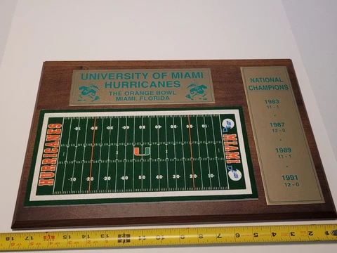 University of Miami Hurricanes Orange Bowl National Champions Wood Plaque Rare! Cover