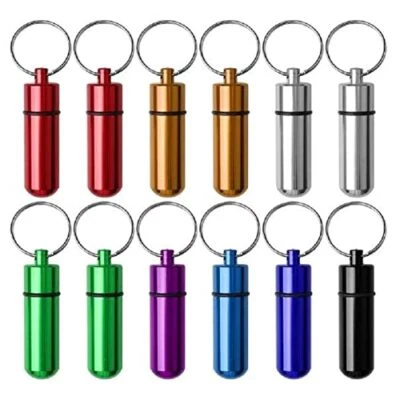 HUAJIAO 12 St Pillendose SchlüsselanhängerMini Aluminium Pillenbox Wasserdichte Schl...
