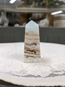 Natural Polished Blue Aragonite Crystal Tower Obelisk - Picture 1 of 3