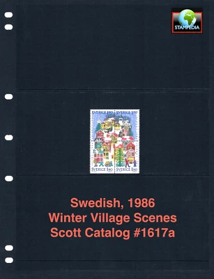 $2.80 Scott Value - 1986 SWEDEN Village Christmas Winter CV MNH NH UM - Image 1 of 4