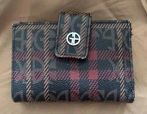 Giani Bernini Walet Compact Card Holder Bi-Fold Indexer Brown Pebble Leather - Picture 1 of 5