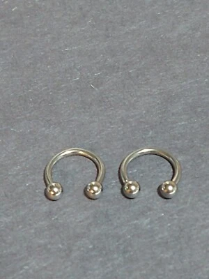 2 Silver 18g 3/8 Horseshoe Surgical Steel 316L Universal Body Jewelry Daith Gift - Image 1 of 2