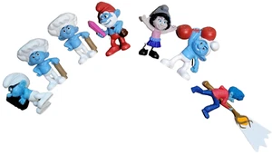 Smurf PVC Figures Lot of 6 Peyo McDonalds Happy Meal Toys Cake Topper + 1 Extra - Picture 1 of 8