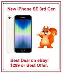 NEW iPhone SE 3RD GEN 5G FACTORY UNLOCKED 64GB USA MODEL A2595 STARLIGHT WHITE - Photo 1 sur 3