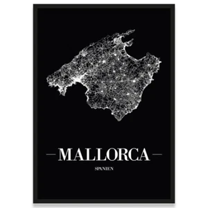 JUNIWORDS Stadtposter, Mallorca, Schwarz, Kunstdruck Plan Map - Bild 1 von 7
