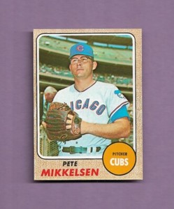 1968 TOPPS PETE MIKKELSEN BASEBALL CARD #516 - NEAR MINT CONDITION! CUBS
