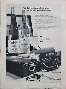 1968 Taylor White Dinner Rhein und Sauterne Weinflaschen Vintage Werbung - Bild 1 von 1