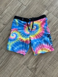 Hurley Boys Tie Dye Front Tie Boardshorts Swim Trunks Board Shorts 10/25 - Picture 1 of 4