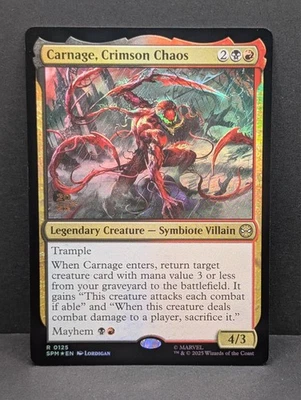 Carnage, Crimson Chaos Prerelease FOIL Marvel's Spider-Man MTG Magic NM - Image 1 of 2