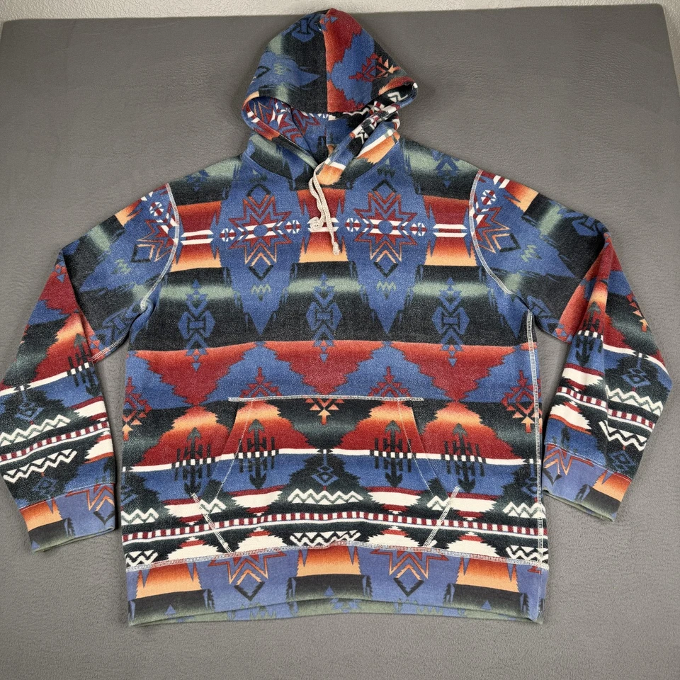 Polo Ralph Lauren Sudadera con Capucha Para Hombres XL Azul Azteca Estampado Suroeste Pullover Sudadera Foto 1 de 4