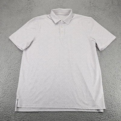 Southern Tide Polo Shirt Men XL Light Gray Graphic Performance All Over Print - Image 1 of 4