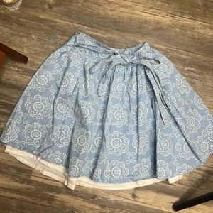 Garnet Hill blau weiß Blumen Punkte Baumwolle Rock Bindeband Taille 12 - Bild 1 von 3