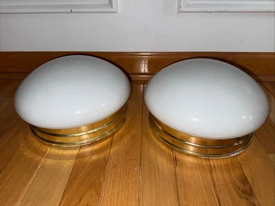 Iluminación Globo Blanco Luces de Techo Alto Pulido Dorado Montaje Al Ras Foto 1 de 4