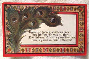 Vintage~Postcard~Peacock Feathers~Dreams of Grandeur~1909 - Picture 1 of 7