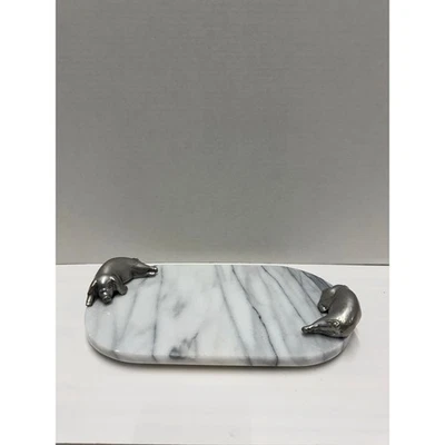 Bandeja de mármol vintage Arthur Court asas de cerdo tabla de charcutería bandeja para servir Foto 1 de 4