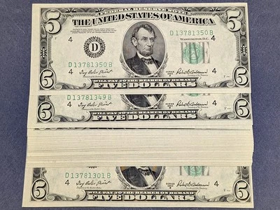 FR. 1963 D $5 1950-B Federal Reserve Note 43pc NON-CONSEC D-A Block Choice CU - Image 1 of 2