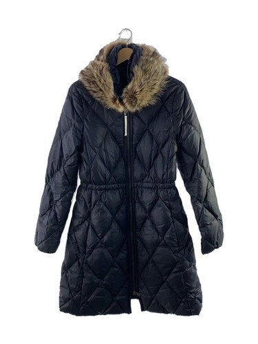 COACH piumino lungo cappotto con pelliccia M nylon nero F084004 cintura mancante