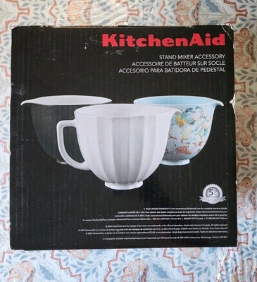 !!! ¡NUEVO!!! Cuenco mezclador de cerámica KitchenAid 5qt para batidoras KitchenAid - KSM2CB5TWM Foto 1 de 4