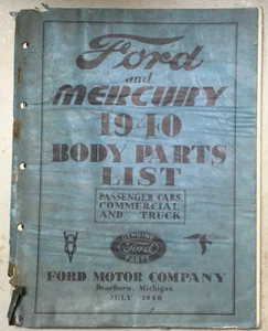1940 Ford & Mercury BODY PARTS CATALOG ORIGINAL PARTS MANUAL - Bild 1 von 5