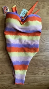 Luli Fama Bathing Suit Swimsuit Miami So.  Beach Bandeau OnePiece MEDIUM NWT - Picture 1 of 12