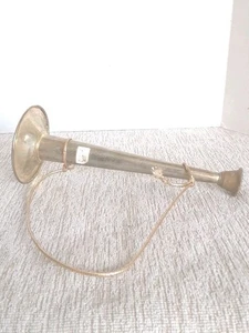 Vtg Trumpet Christmas Ornament Metal Brass Finish Decor Patina Ships From USA  - Picture 1 of 6