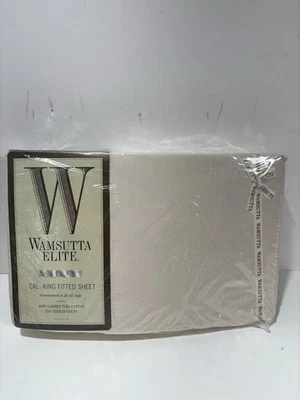 Wamsutta Elite Sateen King Fitted Sheet Pima Cotton Made Usa Beige Ivory VTG - Image 1 of 4